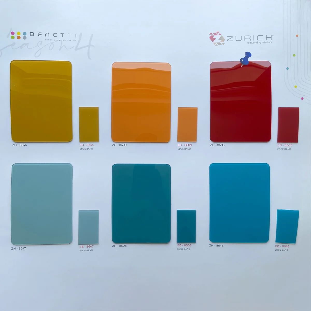 Zurich Benetti 1.5 MM Season 4 Plain Solid Colors Glossy Acrylic Laminates (Mica/Sunmica) - ZH | 8605