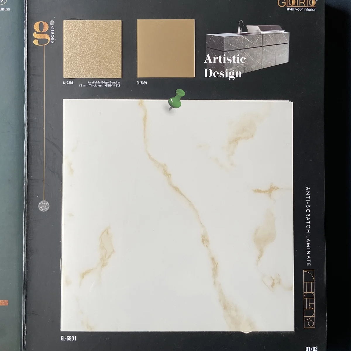Frikly Basics 1 MM Marble & Stone Glossy Acrylic Laminates (Mica/Sunmica) | FB - 06901 VD