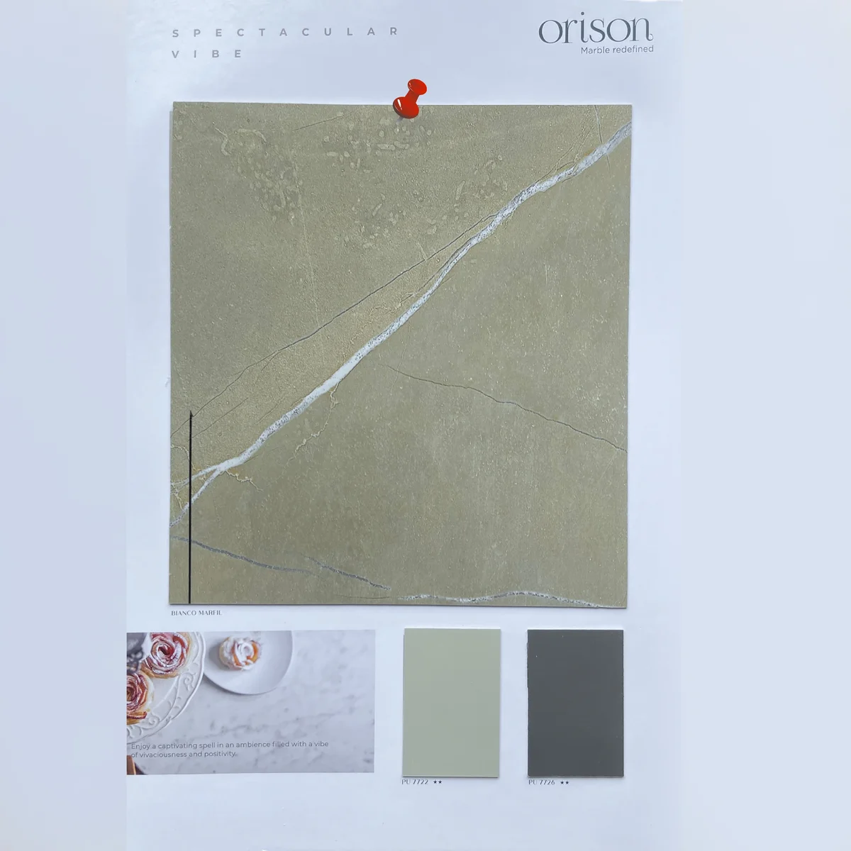Treelam Orison 1.5 MM Marble & Stone PU Glossy PVC Laminates (Mica/Sunmica) - BIANCO MARFIL