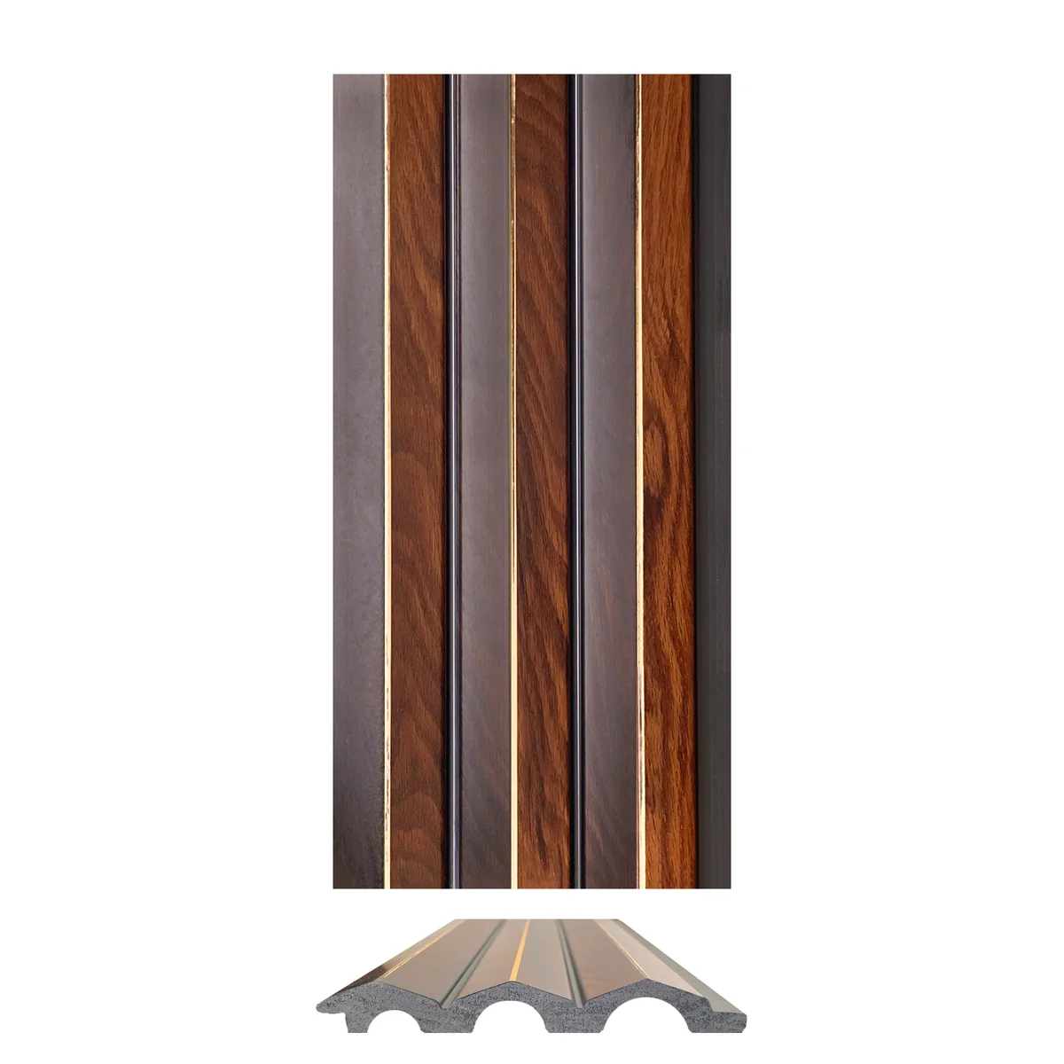 Cladyne Wooden Metallic PVC Wall Panel Louvers Panel/Planks 8 Feet * 5 Inch - CL 5240 MT