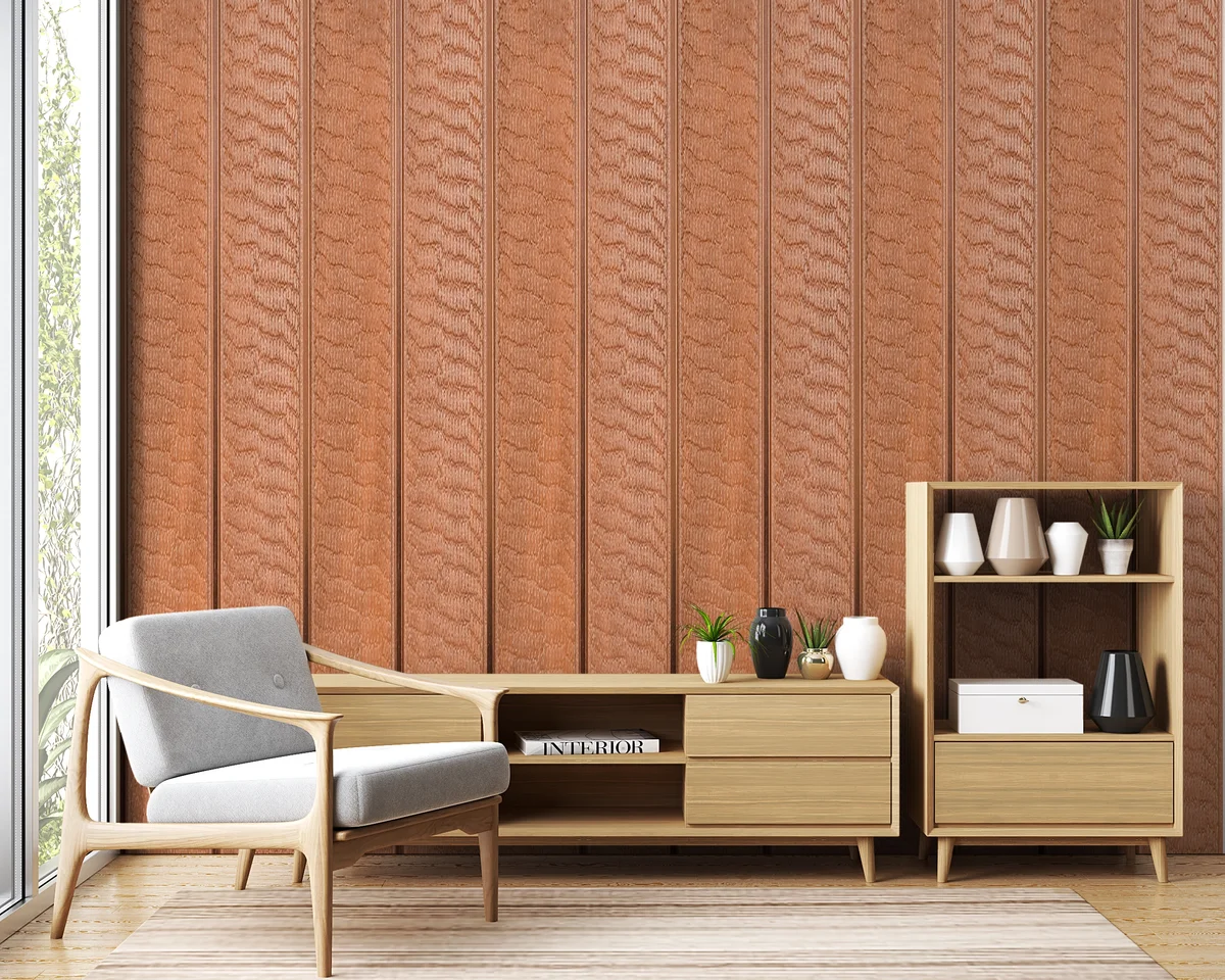 Caspia PVC Wall Panel Louvers Panel/Planks 9 Feet * 5 Inch - BA 8101 MV