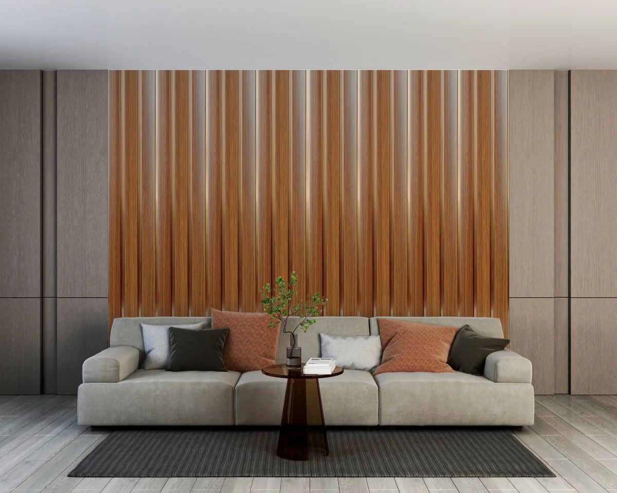 WoodGrove PVC Wall Panel Louvers Panel/Planks 9 Feet * 5 Inch - BA 7814 MV
