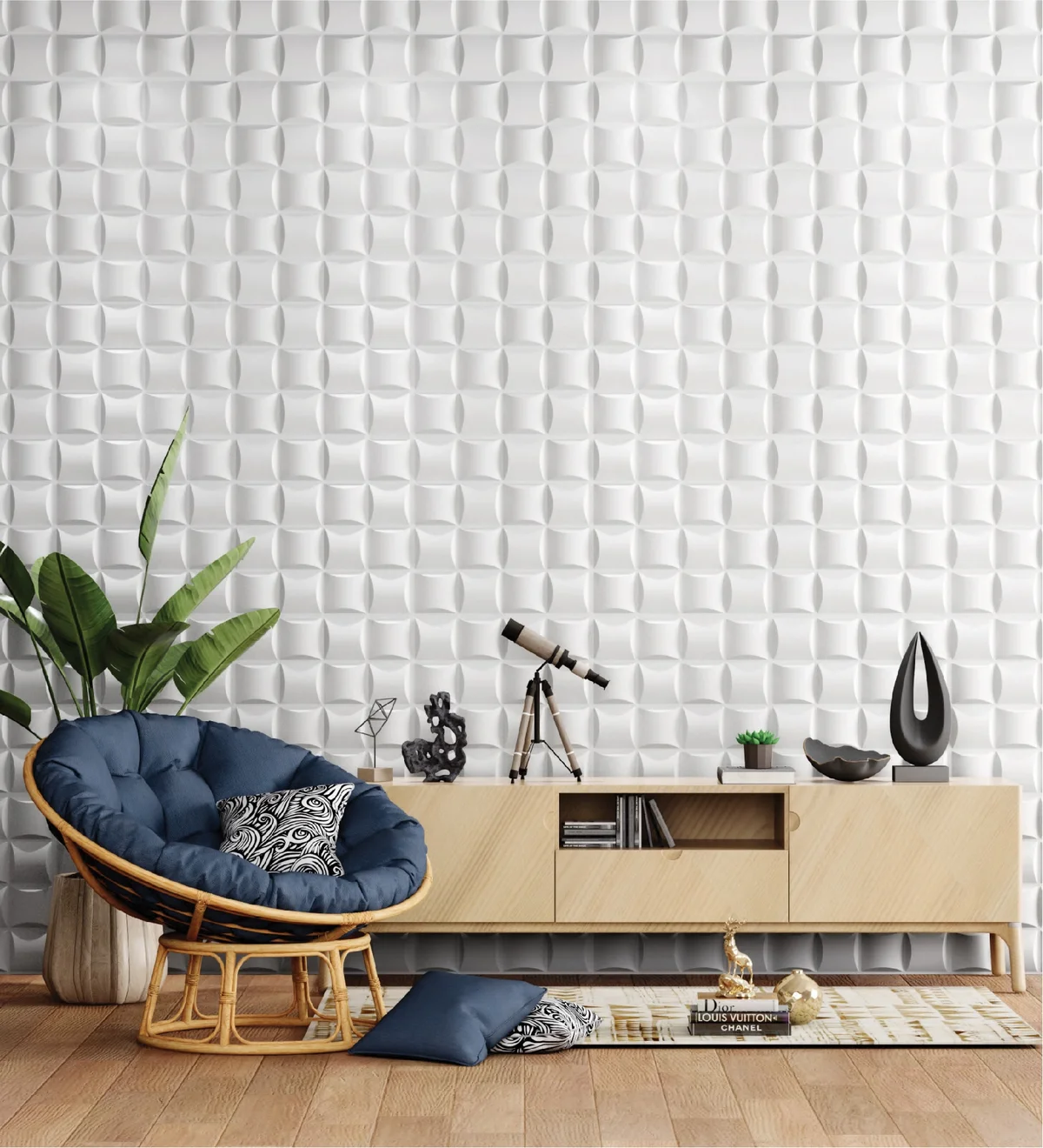 Dekoish Non - Self Adhesive 3D PVC Panel | Block - Mega Greige