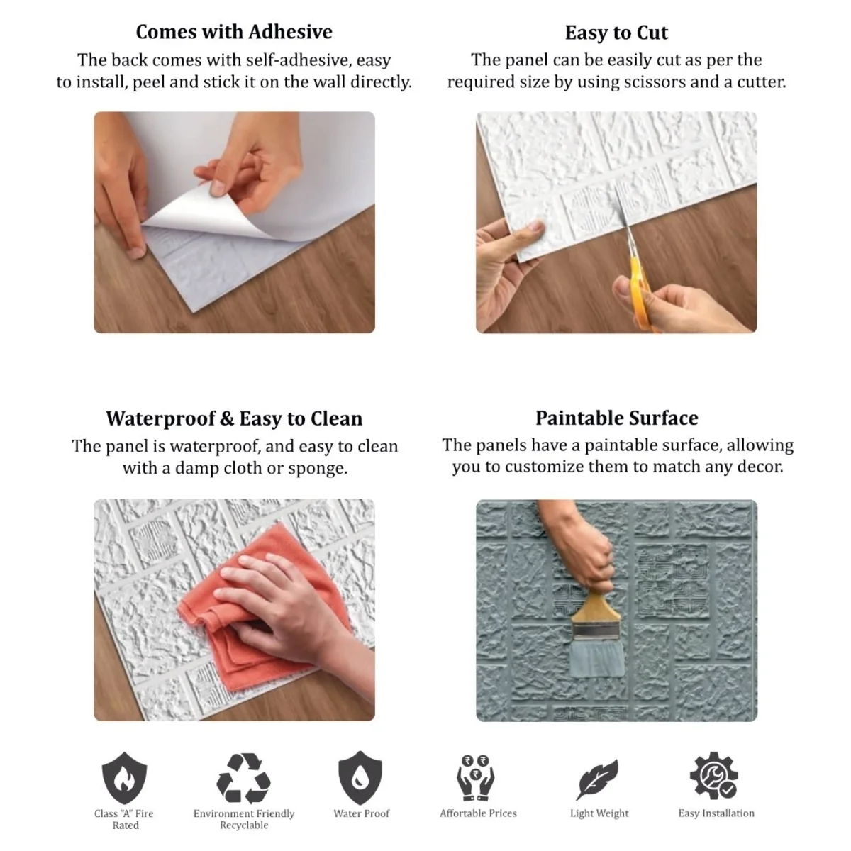 Dekoish Self-Adhesive 3D PVC Panel | TP 109 - Magnum Brown