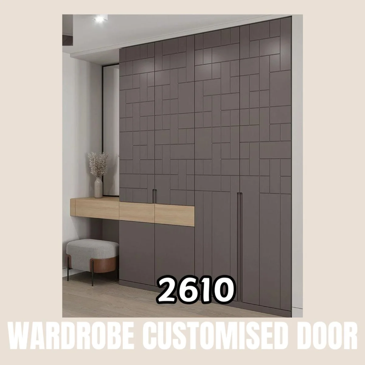 Panelx 3D HDHMR Wardrobe Door 12MM (Customised/Paintable) | 8 Feet * 4 Feet | 2610