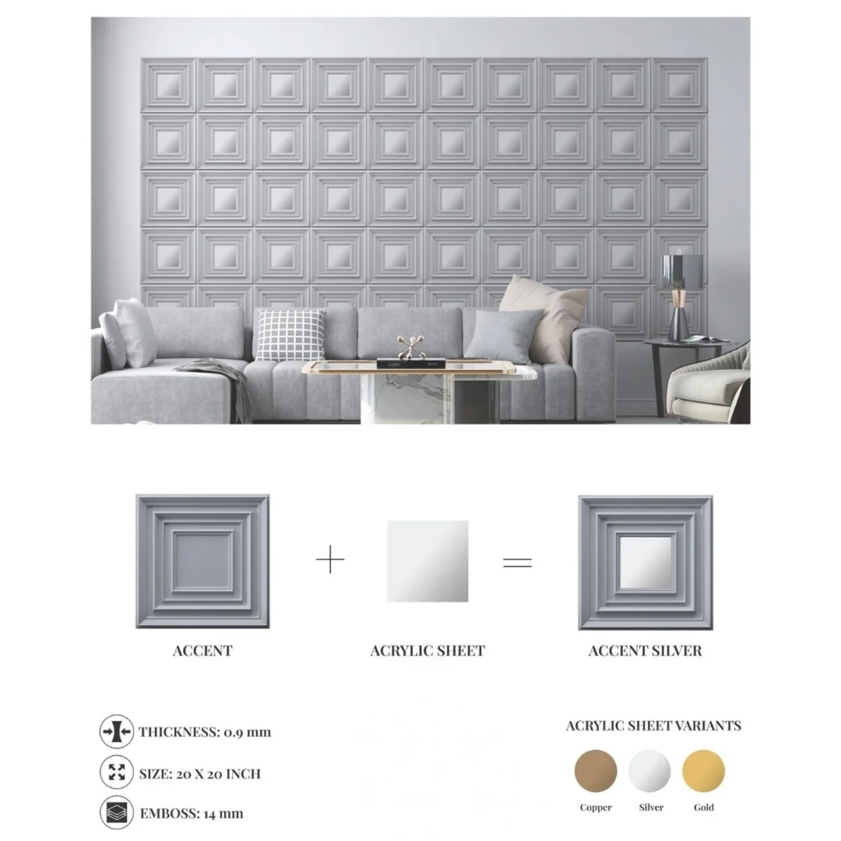 Dekoish Non - Self Adhesive 3D Mirror PVC Panel | Accent - Rustic Wood Copper