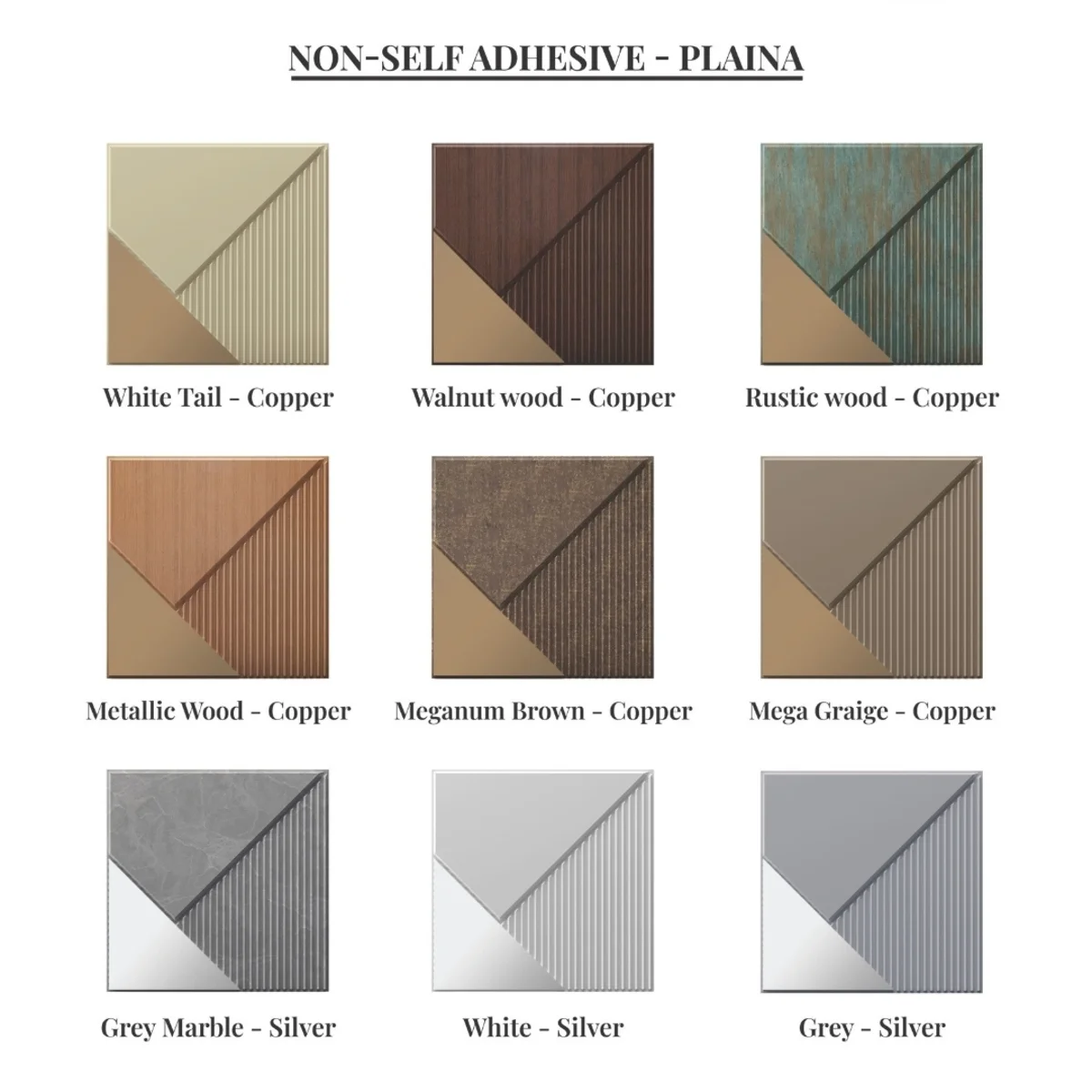 Dekoish Non - Self Adhesive 3D Mirror PVC Panel | Plaina - Metallic Wood Copper