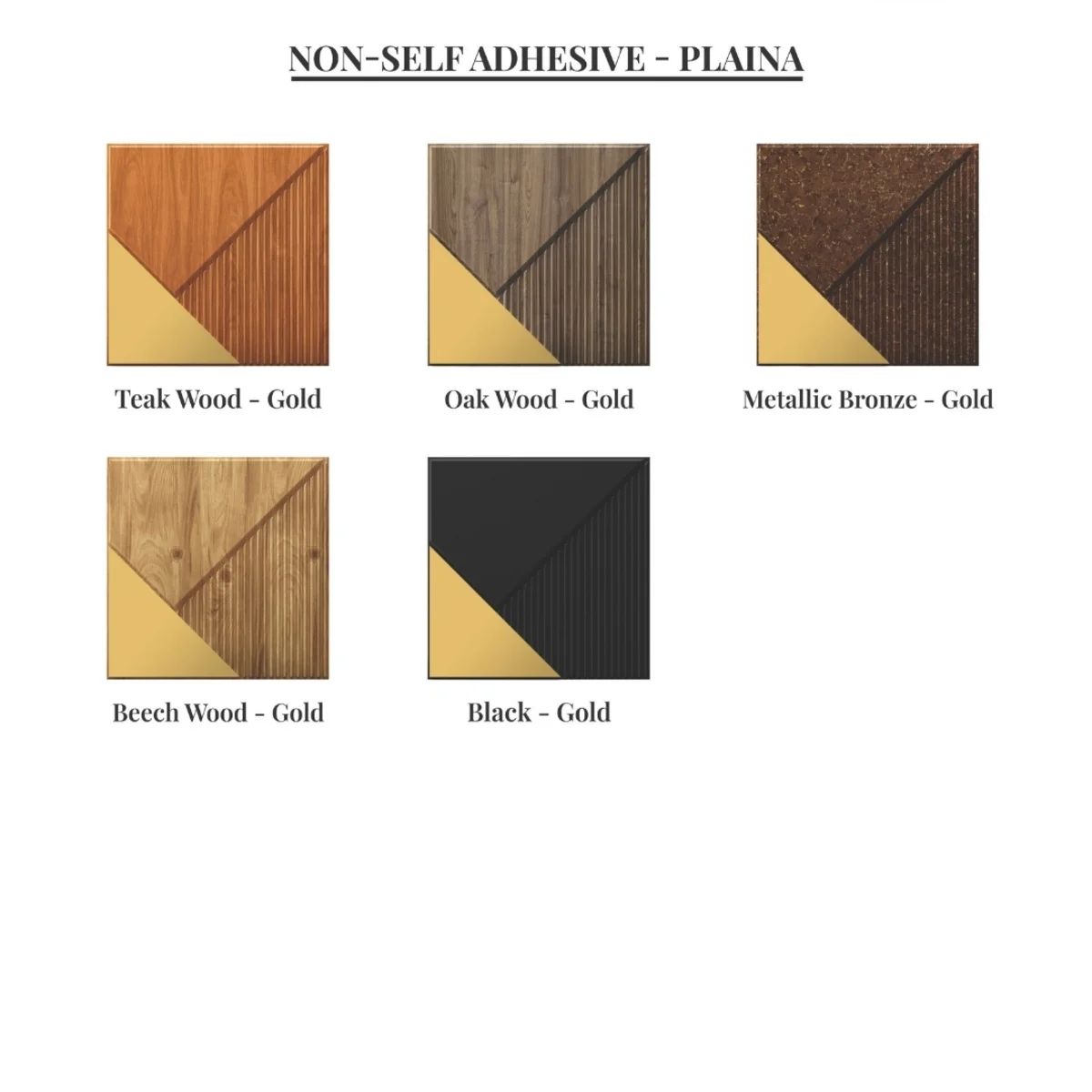 Dekoish Non - Self Adhesive 3D Mirror PVC Panel | Plaina - Black Gold
