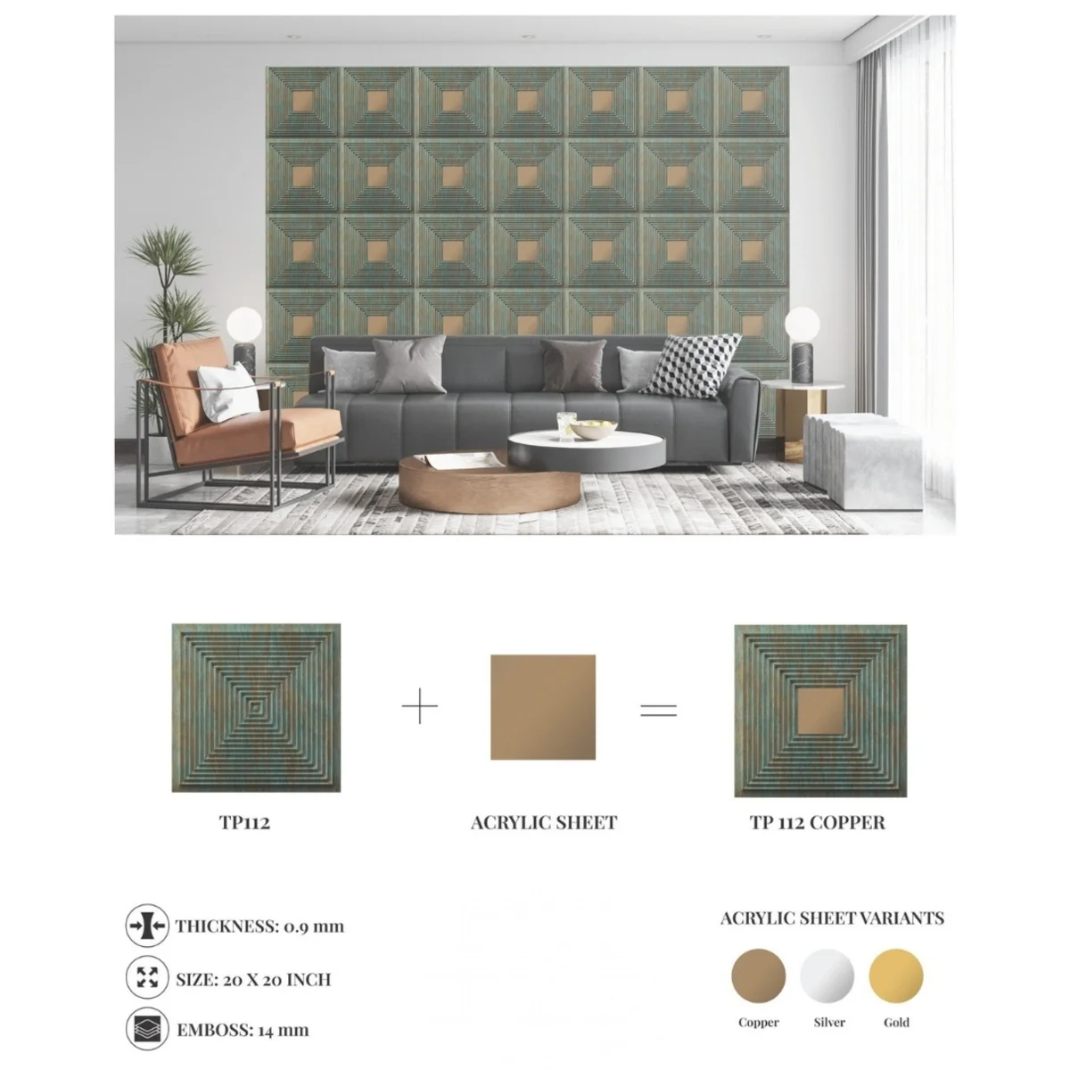 Dekoish Self-Adhesive 3D Mirror PVC Panel | TP 112 - Magnum Brown Copper