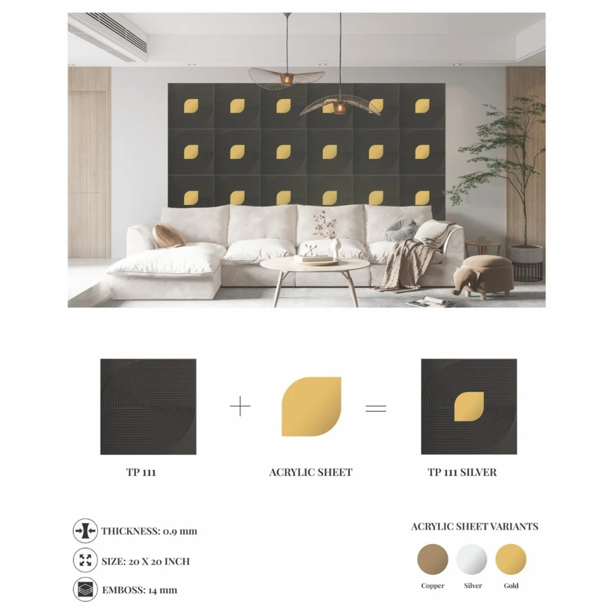 Dekoish Self-Adhesive 3D Mirror PVC Panel | TP 111 - Walnut Wood Copper