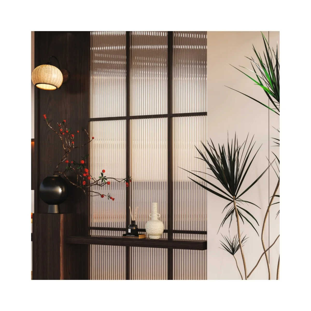 FlutoGlass 4 mm Fluted Glass Acrylic 8 Feet x 4 Feet | Clear Fluted No 3