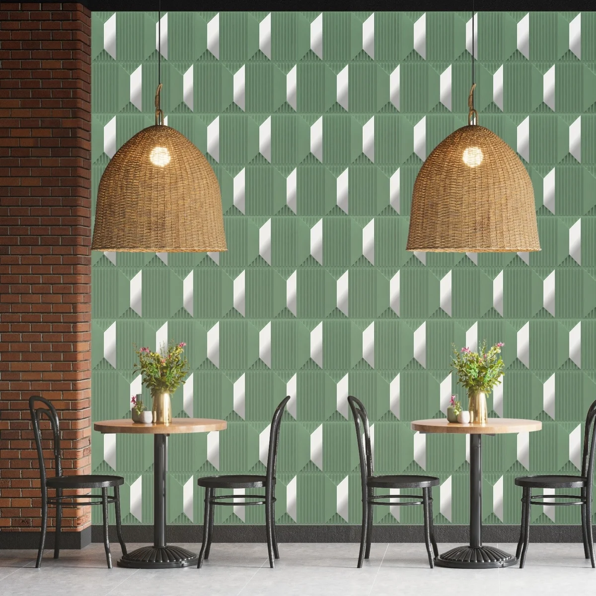 Dekoish Non - Self Adhesive 3D Mirror PVC Panel | Artisan - Magnum Brown Silver