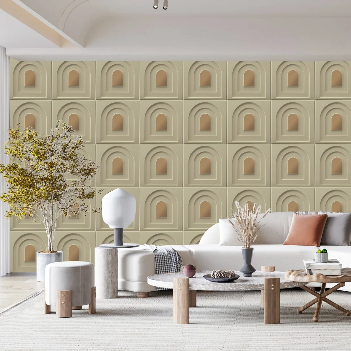 Dekoish Non - Self Adhesive 3D Mirror PVC Panel | Archi - White Tail Copper