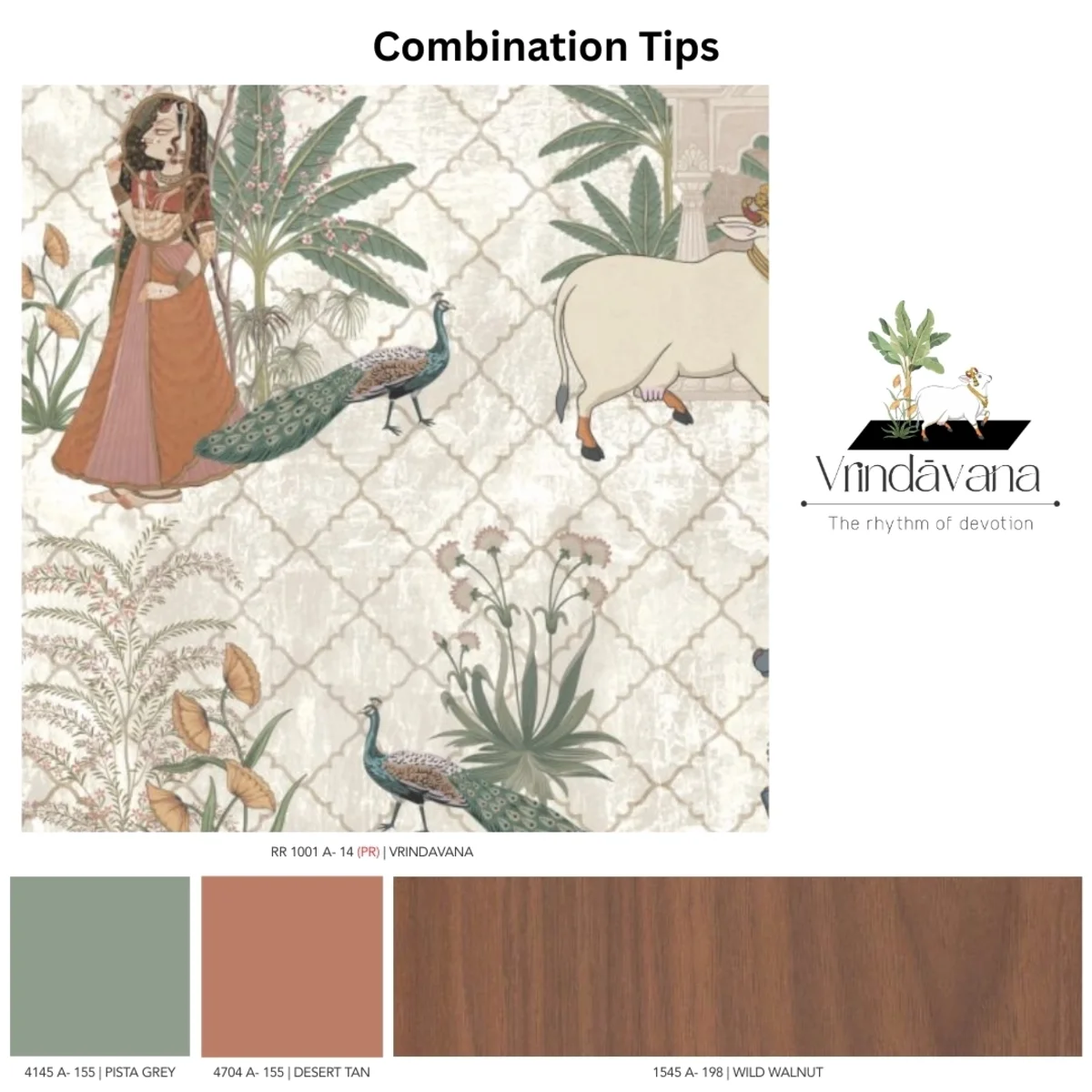 Indian Folk Art 1 mm Digital Laminate (Mica/Sunmica) | Vrindavana - RR1001 A-14 (PR)