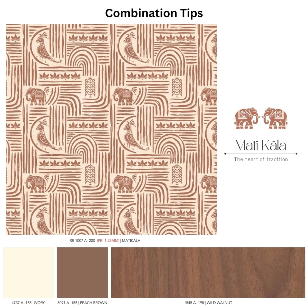 Indian Folk Art 1.25 mm Digital Laminate (Mica/Sunmica) | Matikala - RR1007 A-200 (PR)