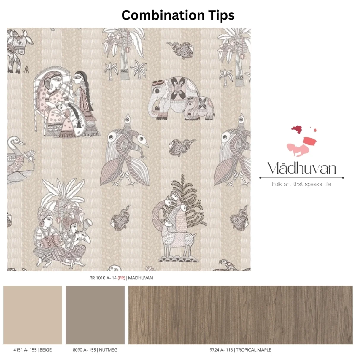 Indian Folk Art 1 mm Digital Laminate (Mica/Sunmica) | Madhuvan - RR1010 A-14 (PR)