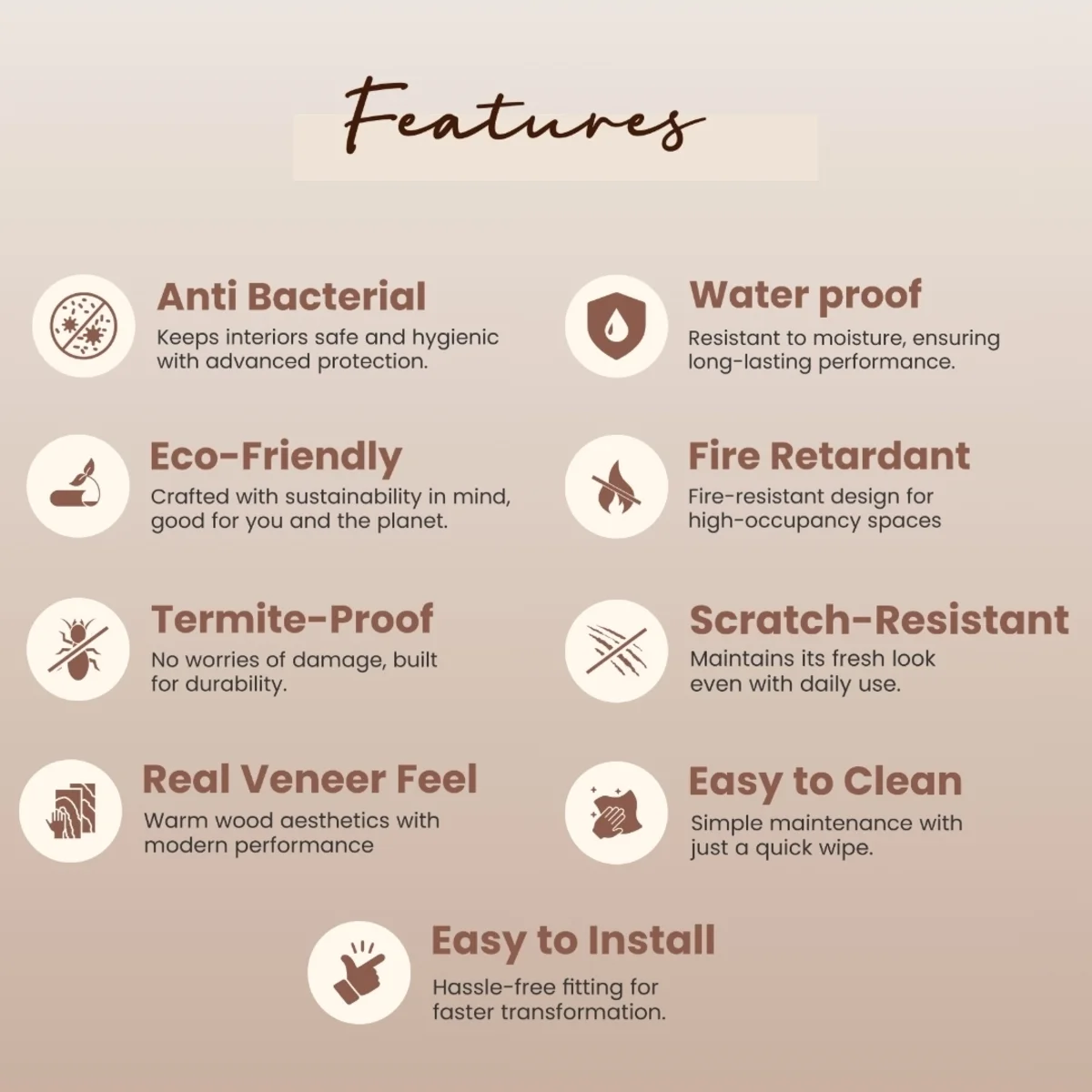 Fire Retardant HDPC Wooden Louvers Panel / Planks 9.5 Feet * 5 Inch | FR 1622