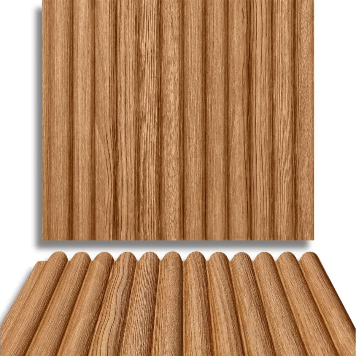 Fire Retardant HDPC Wooden Fluted Louvers Panel / Planks 9.5 Feet * 5 Inch | FR 1633