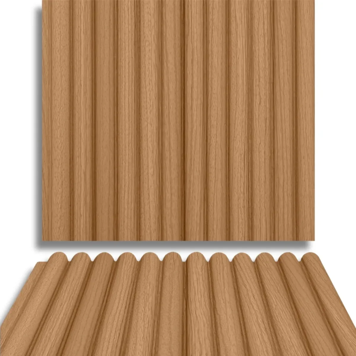 Fire Retardant HDPC Wooden Fluted Louvers Panel / Planks 9.5 Feet * 5 Inch | FR 1634