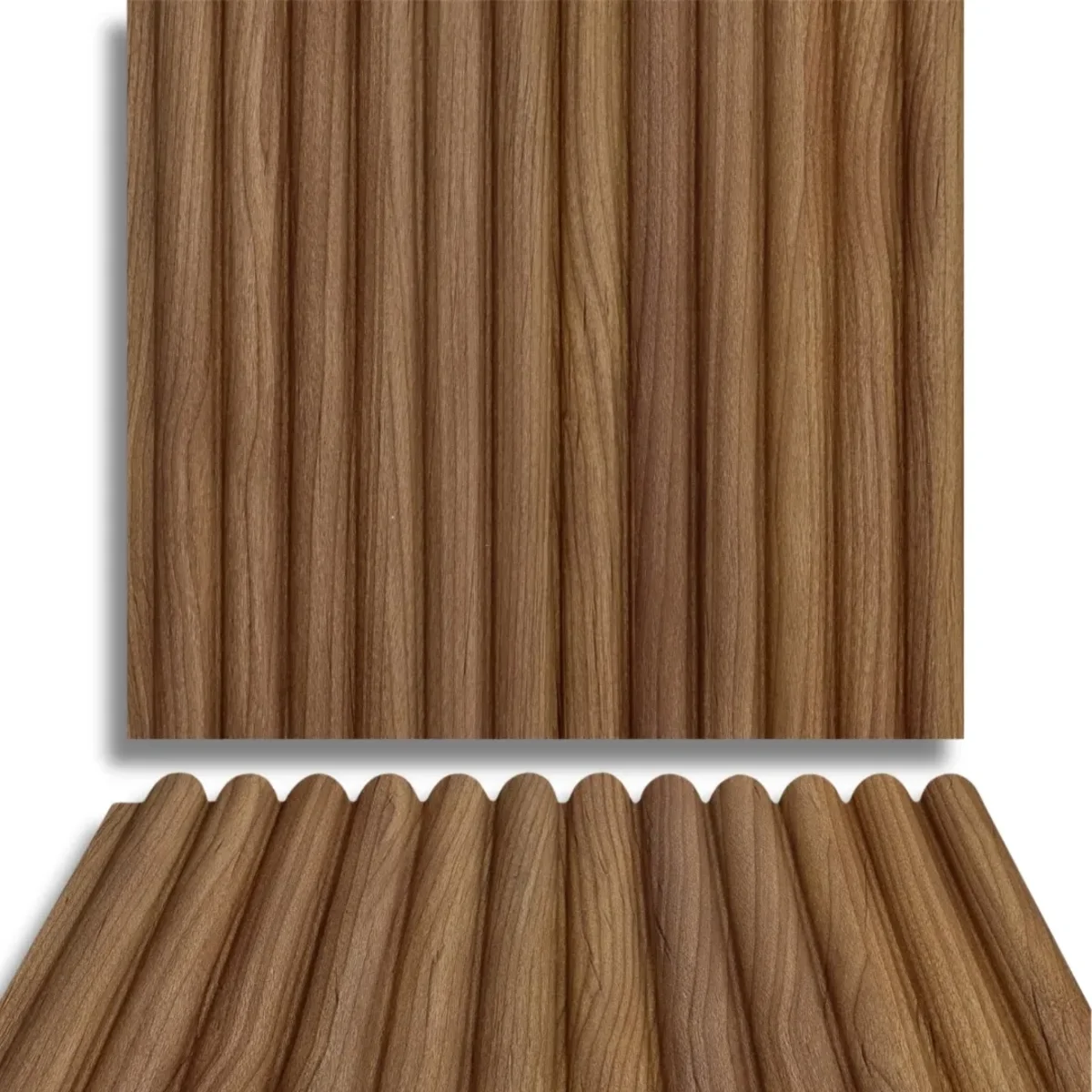 Fire Retardant HDPC Wooden Fluted Louvers Panel / Planks 9.5 Feet * 5 Inch | FR 1635