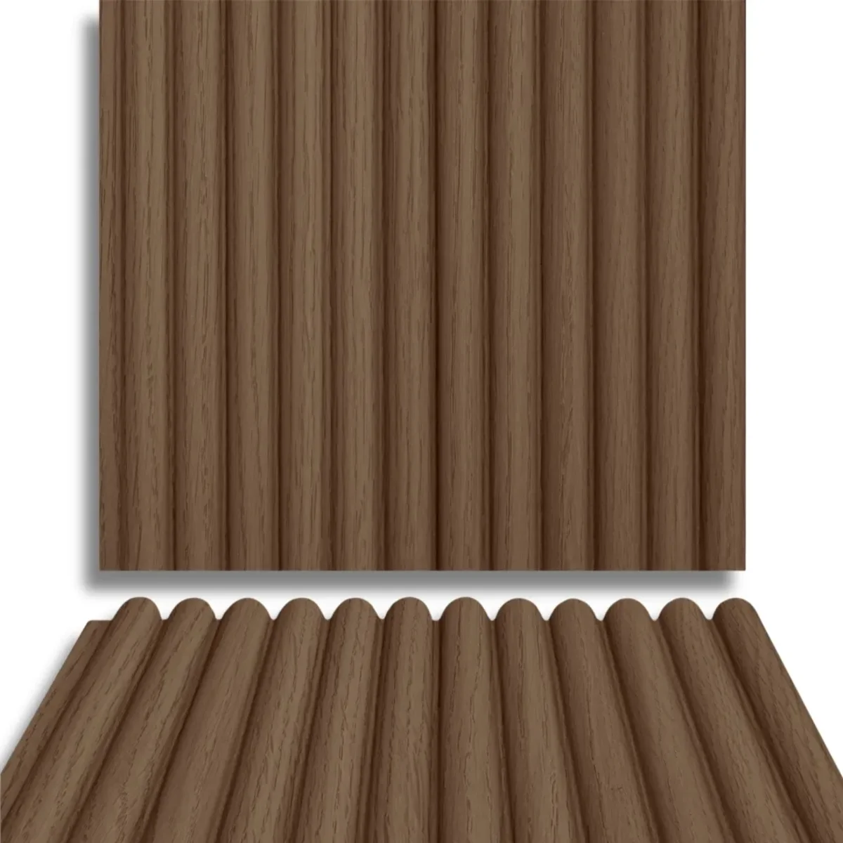 Fire Retardant HDPC Wooden Fluted Louvers Panel / Planks 9.5 Feet * 5 Inch | FR 1636