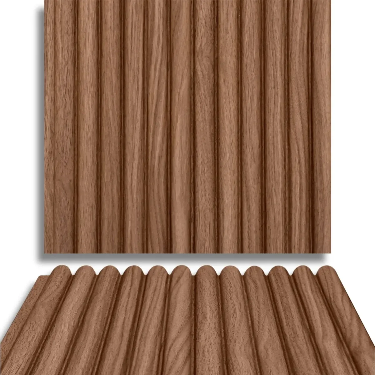 Fire Retardant HDPC Wooden Fluted Louvers Panel / Planks 9.5 Feet * 5 Inch | FR 1637
