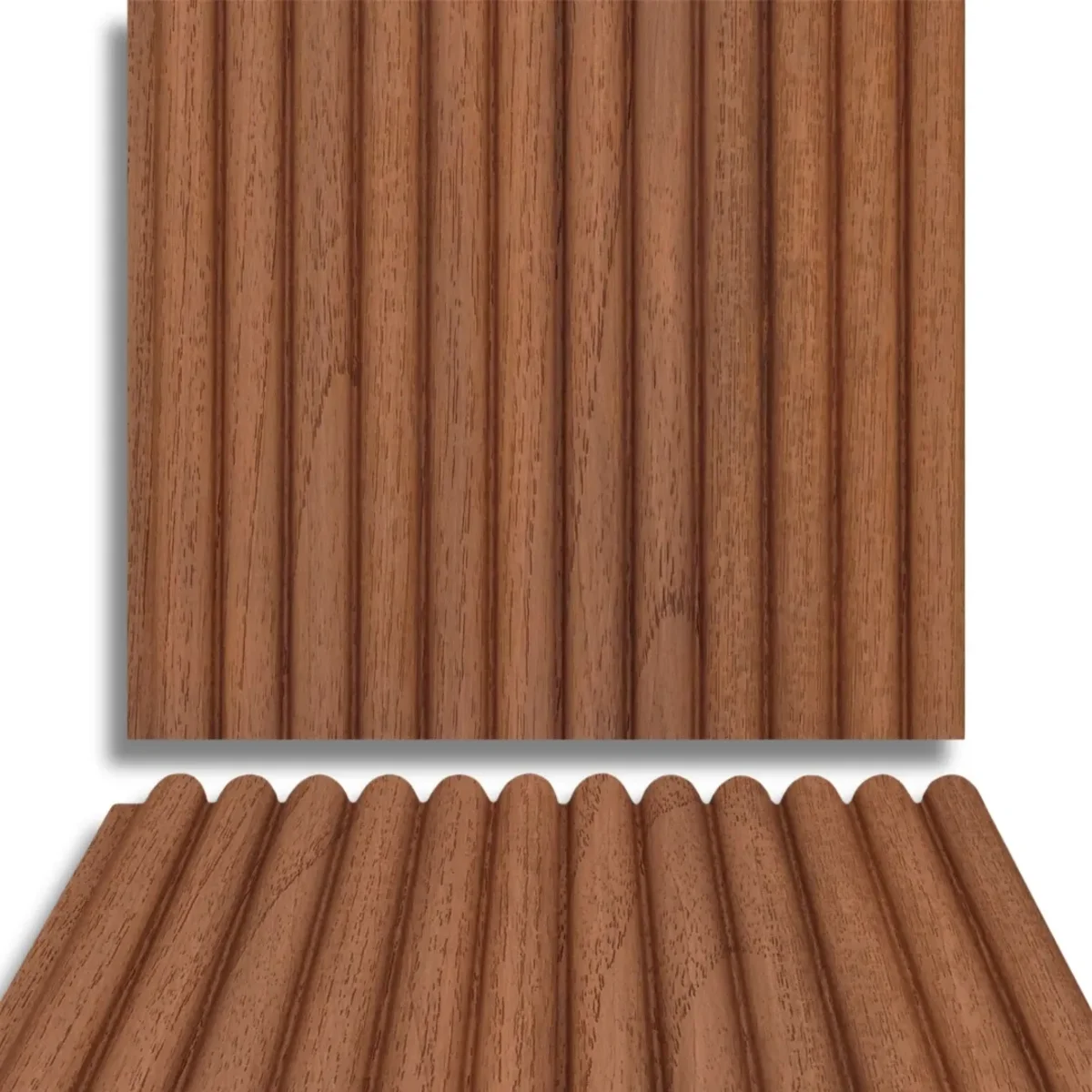 Fire Retardant HDPC Wooden Fluted Louvers Panel / Planks 9.5 Feet * 5 Inch | FR 1639
