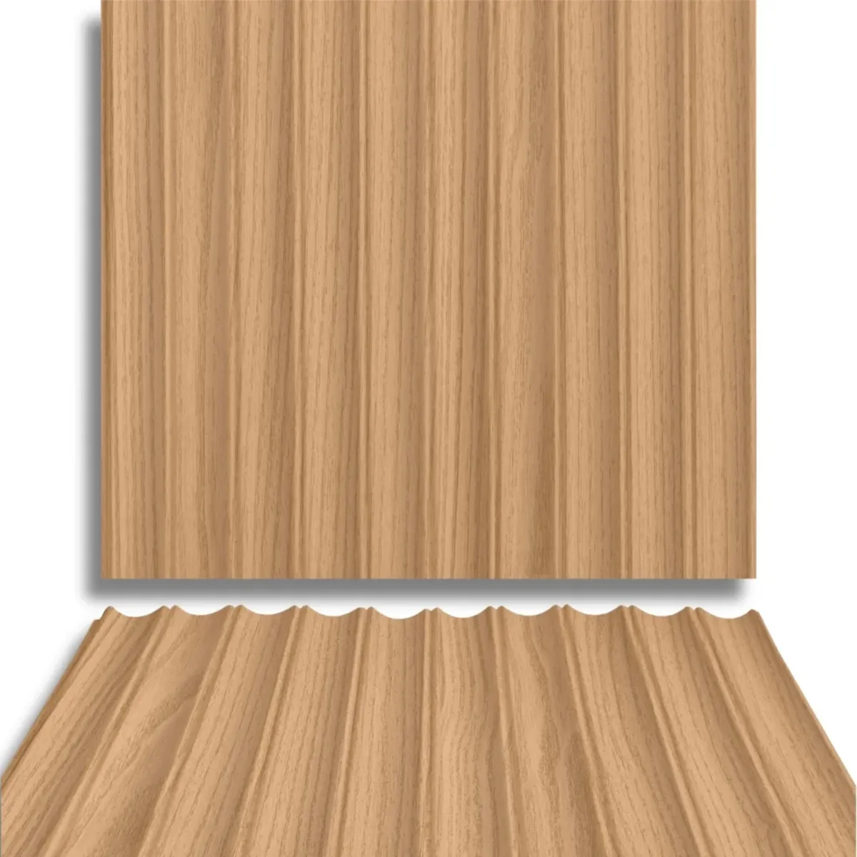 Fire Retardant HDPC Wooden Fluted Louvers Panel / Planks 9.5 Feet * 5 Inch | FR 1644
