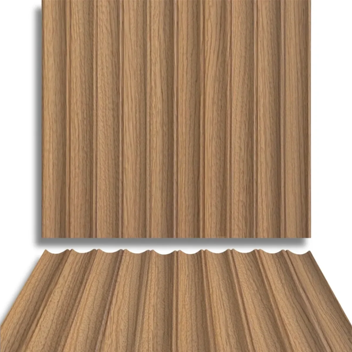 Fire Retardant HDPC Wooden Fluted Louvers Panel / Planks 9.5 Feet * 5 Inch | FR 1646