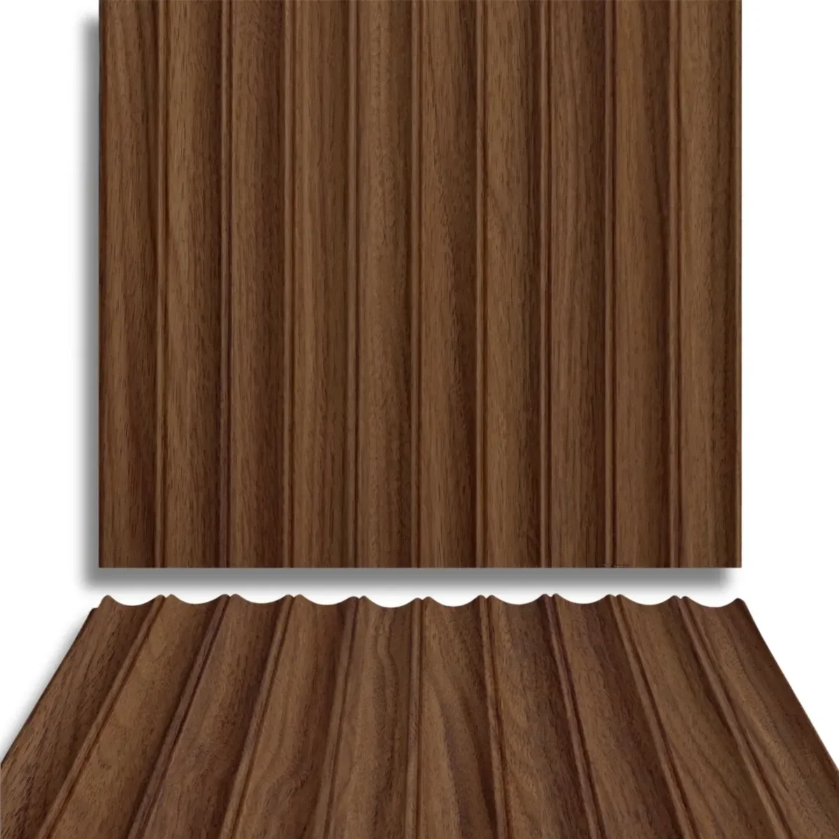 Fire Retardant HDPC Wooden Fluted Louvers Panel / Planks 9.5 Feet * 5 Inch | FR 1647