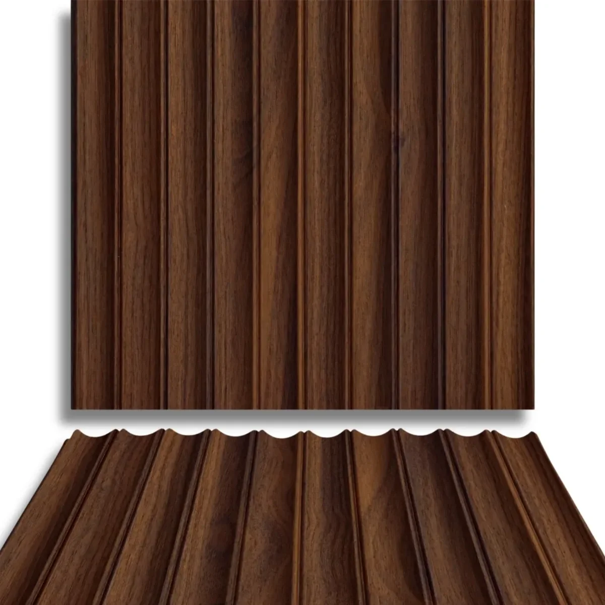 Fire Retardant HDPC Wooden Fluted Louvers Panel / Planks 9.5 Feet * 5 Inch | FR 1648