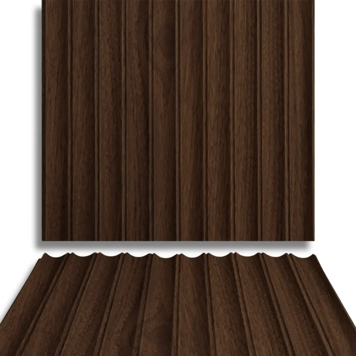 Fire Retardant HDPC Wooden Fluted Louvers Panel / Planks 9.5 Feet * 5 Inch | FR 1649