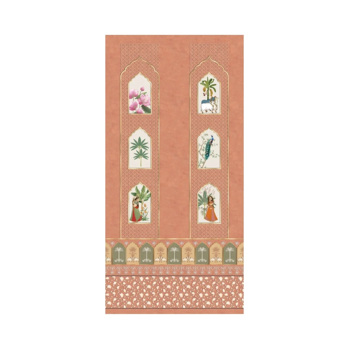 Rajgharana Indian Folk Art 1 mm Laminate (Mica/Sunmica) | 1102 A-118 (PR) Vrindavan Priya
