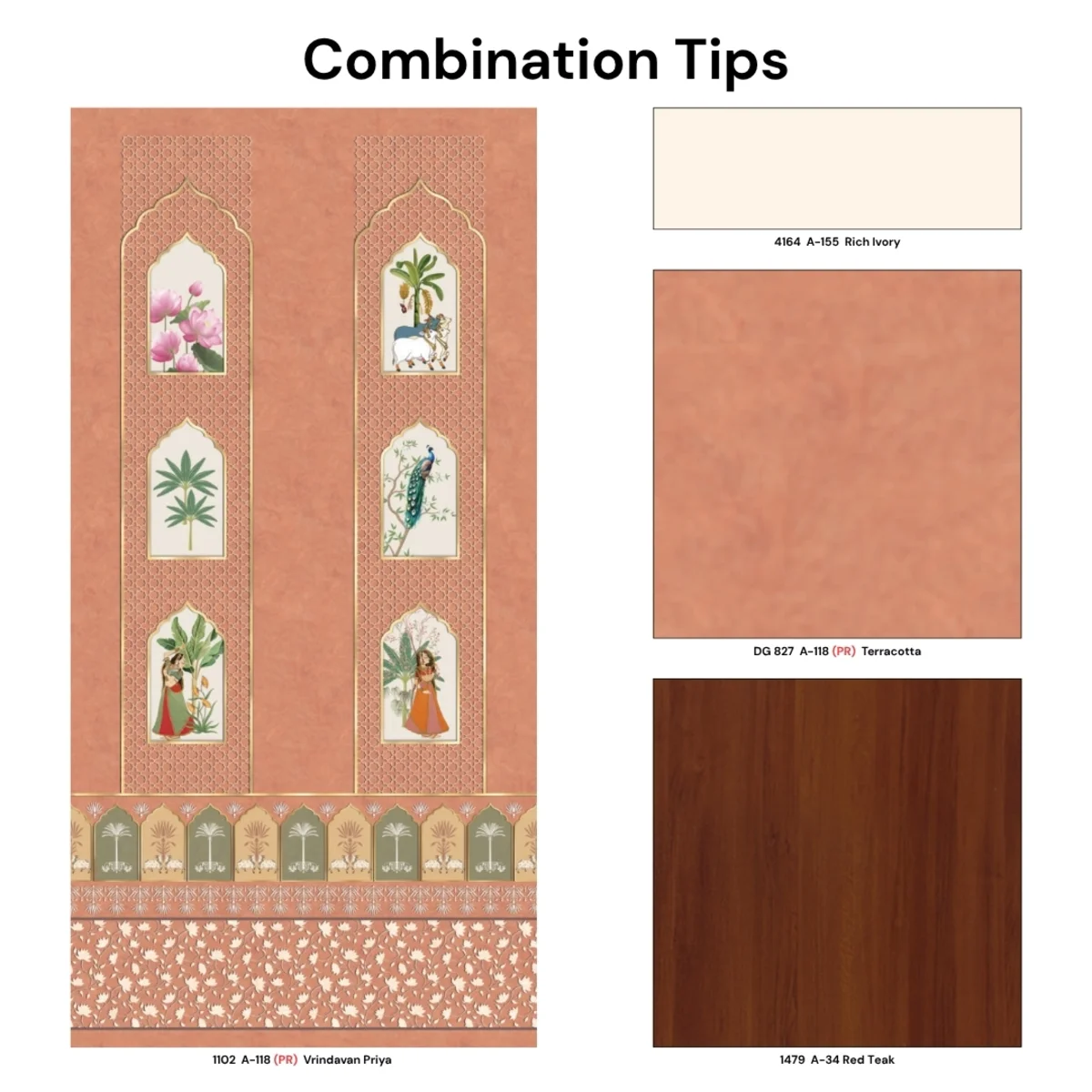 Rajgharana Indian Folk Art 1 mm Laminate (Mica/Sunmica) | 1102 A-118 (PR) Vrindavan Priya