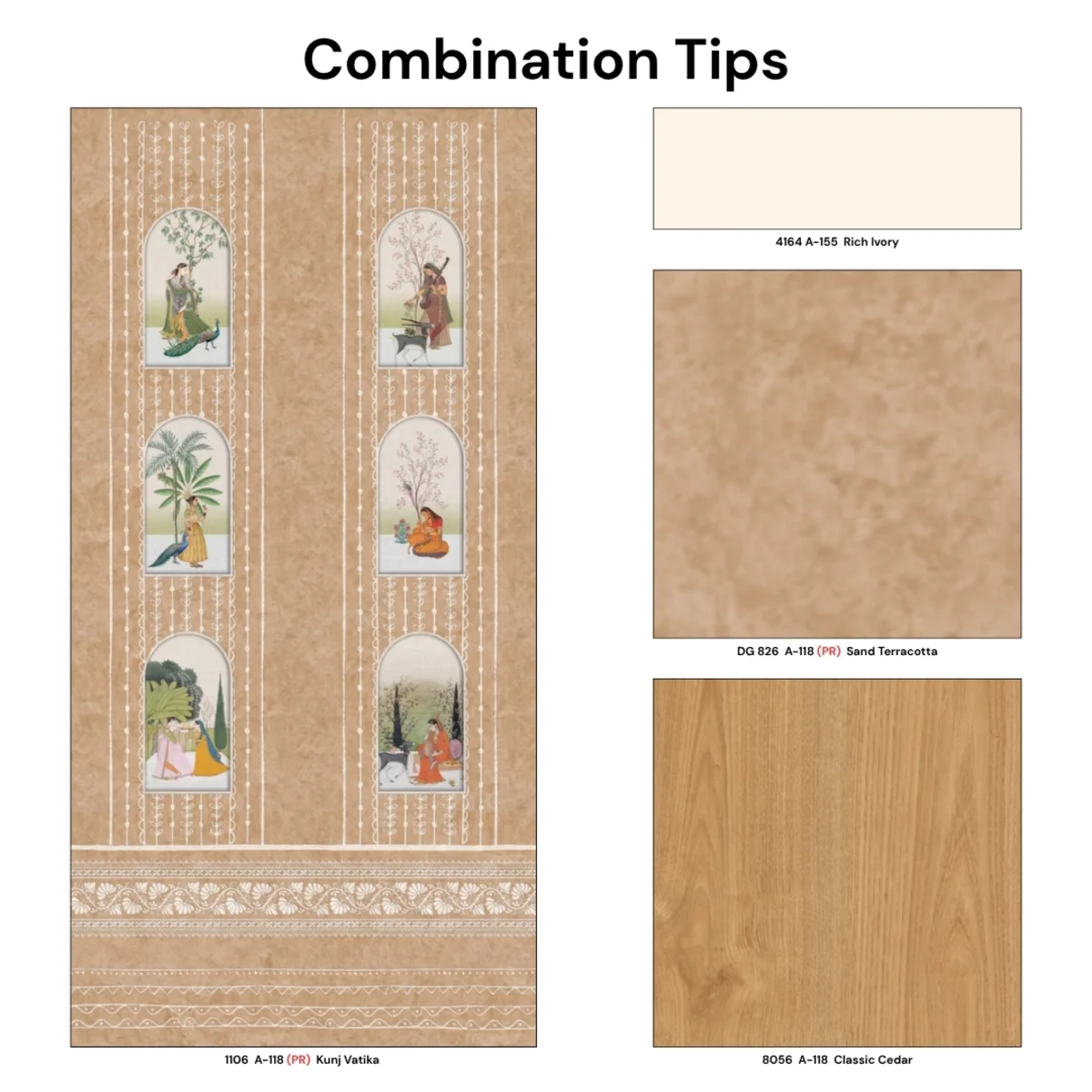 Rajgharana Indian Folk Art 1 mm Laminate (Mica/Sunmica) | 1106 A-118 (PR) Kunj Vatika