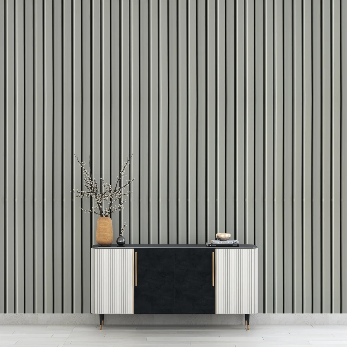 Zurich Interior Decorative Charcoal Louvers Panel/Planks 8 Feet * 5 Inch - LS 6001