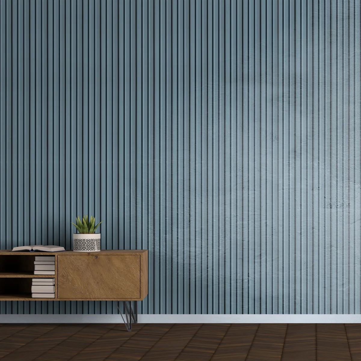 Zurich Interior Decorative Charcoal Louvers Panel/Planks 8 Feet * 5 Inch - LS 6004