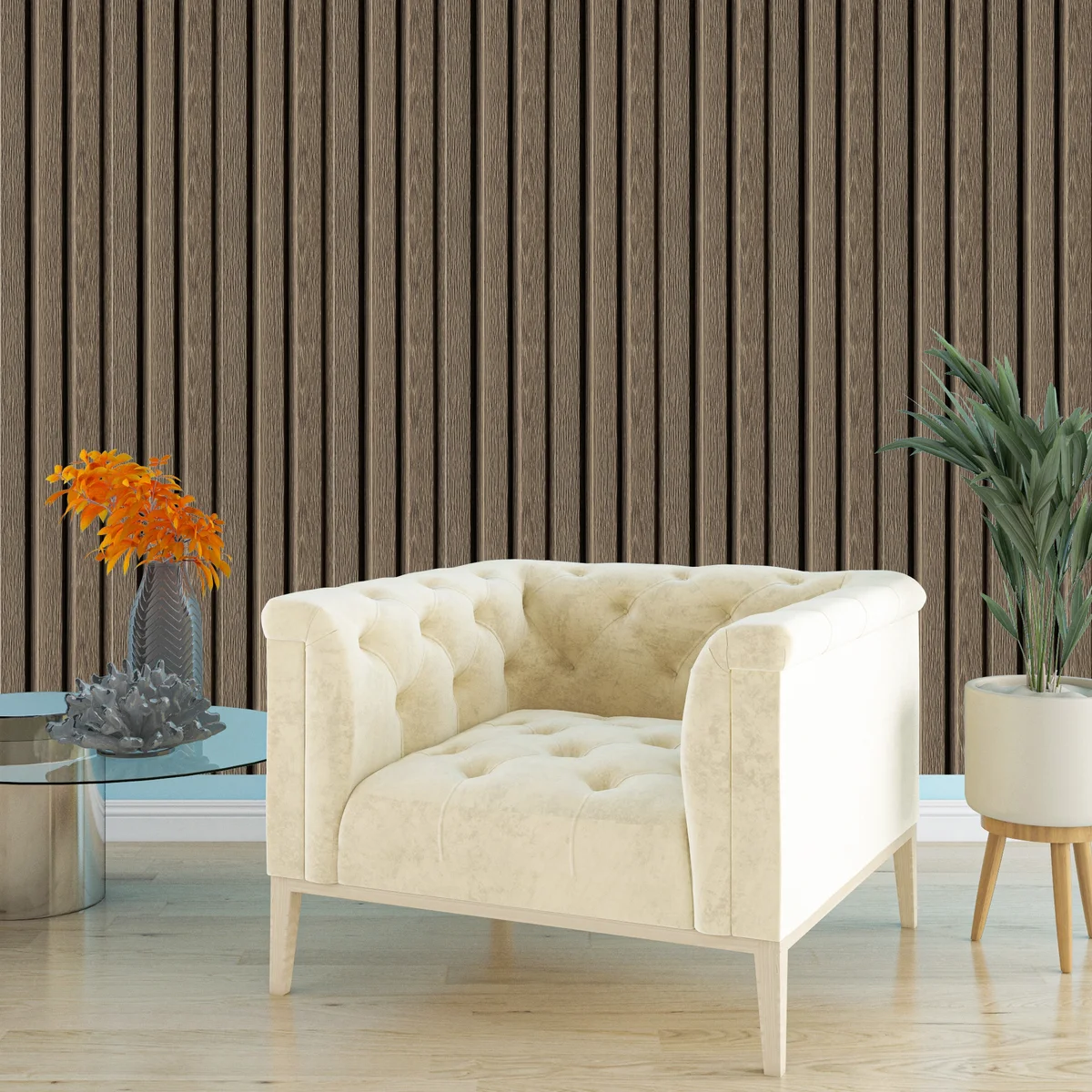 Zurich Interior Decorative Charcoal Louvers Panel/Planks 8 Feet * 5 Inch - LS 6007