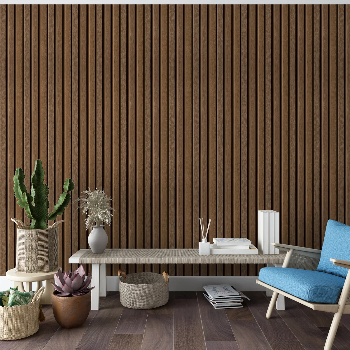 Zurich Interior Decorative Charcoal Louvers Panel/Planks 8 Feet * 5 Inch - LS 6008