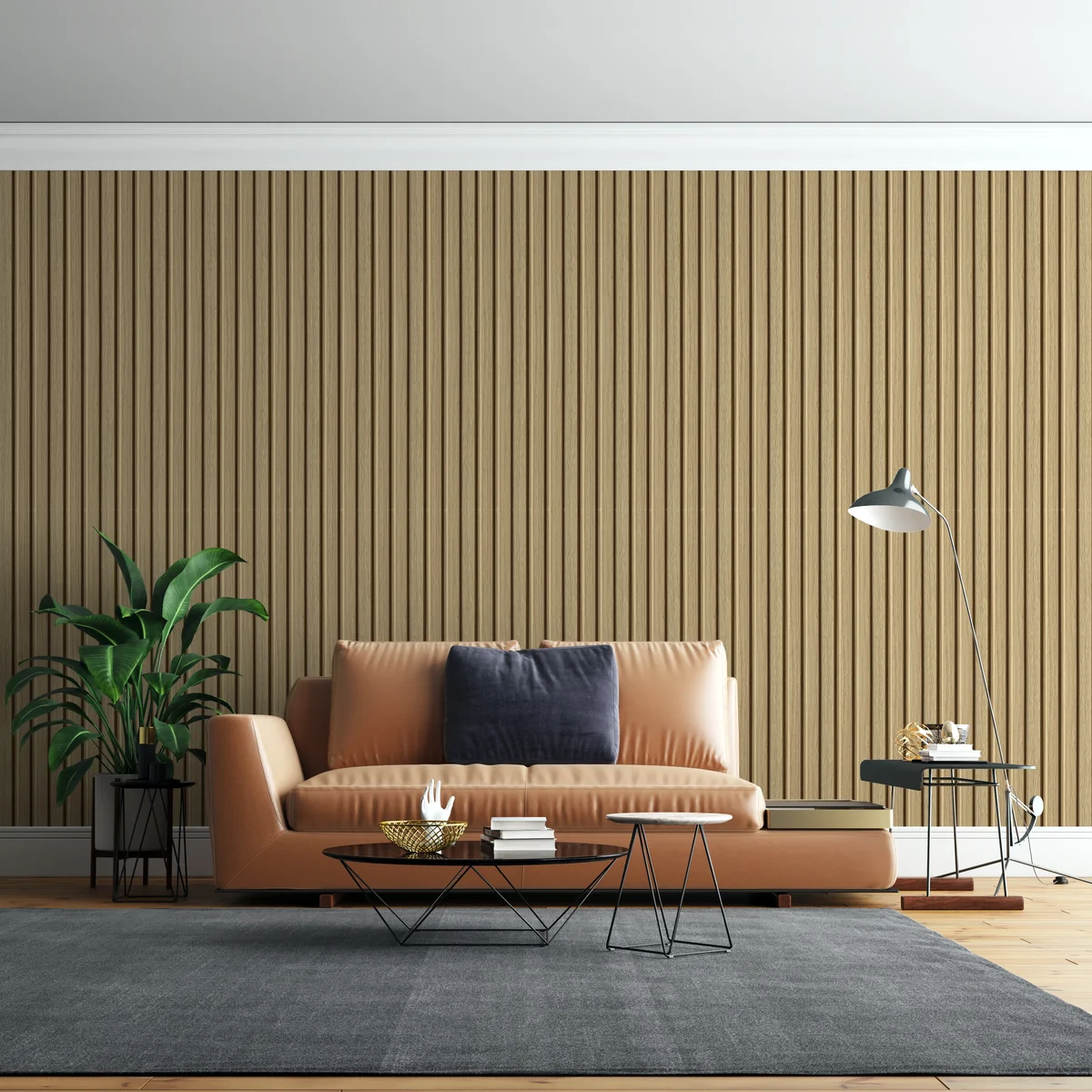 Zurich Interior Decorative Charcoal Louvers Panel/Planks 8 Feet * 5 Inch - LS 6009