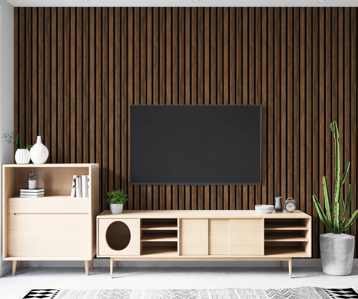 Zurich Interior Decorative Charcoal Louvers Panel/Planks 8 Feet * 5 Inch - LS 6010