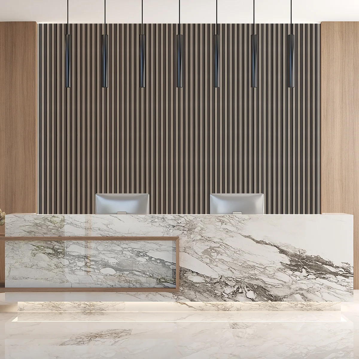Zurich Interior Decorative Charcoal Louvers Panel/Planks 8 Feet * 5 Inch - LS 6052