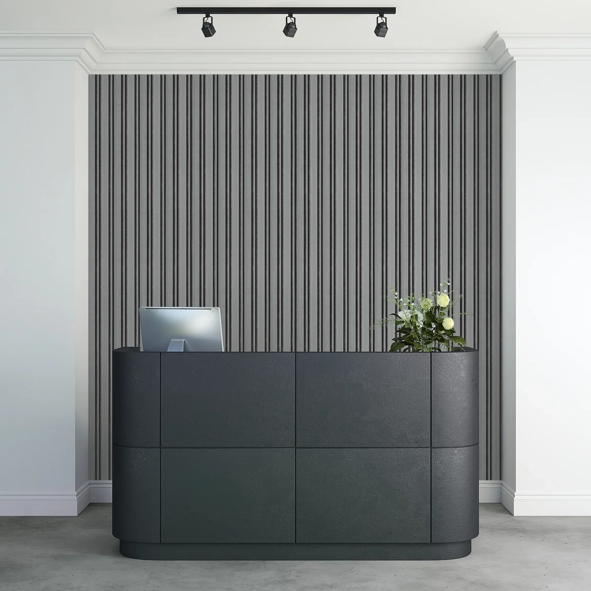 Zurich Interior Decorative Charcoal Louvers Panel/Planks 8 Feet * 5 Inch - LS 6053