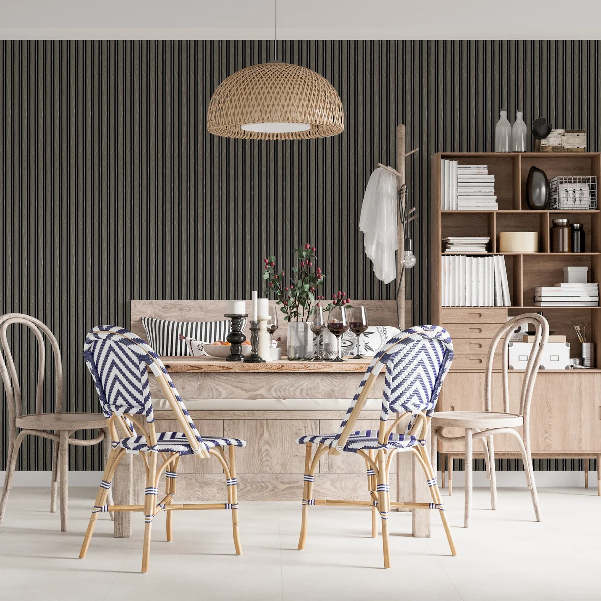 Zurich Interior Decorative Charcoal Louvers Panel/Planks 8 Feet * 5 Inch - LS 6057