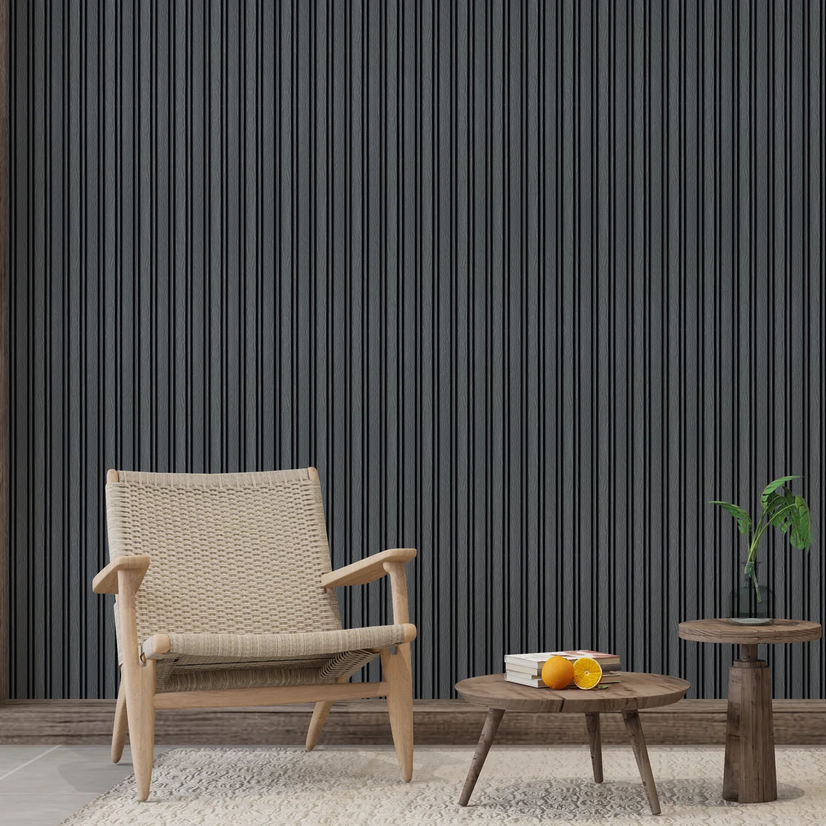 Zurich Interior Decorative Charcoal Louvers Panel/Planks 8 Feet * 5 Inch - LS 6058