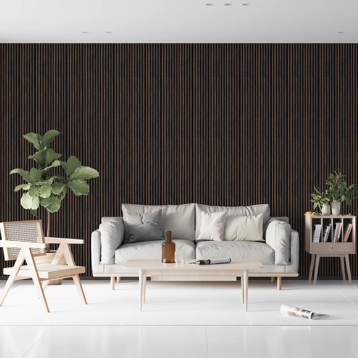 Zurich Interior Decorative Charcoal Louvers Panel/Planks 8 Feet * 5 Inch - LS 6166