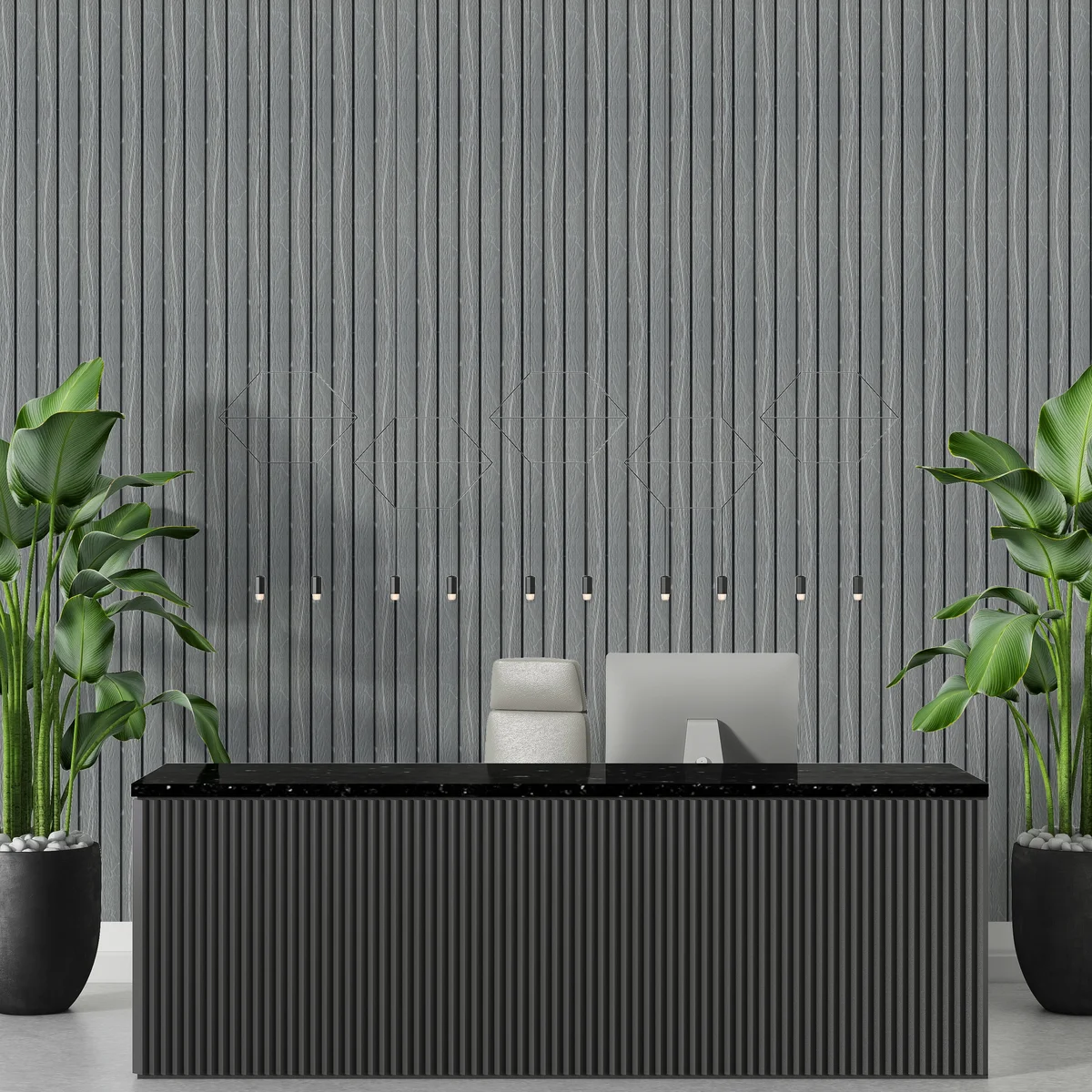 Zurich Interior Decorative Charcoal Louvers Panel/Planks 8 Feet * 5 Inch - LS 6201