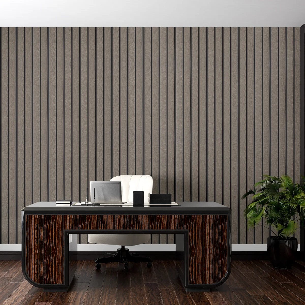Zurich Interior Decorative Charcoal Louvers Panel/Planks 8 Feet * 5 Inch - LS 6204