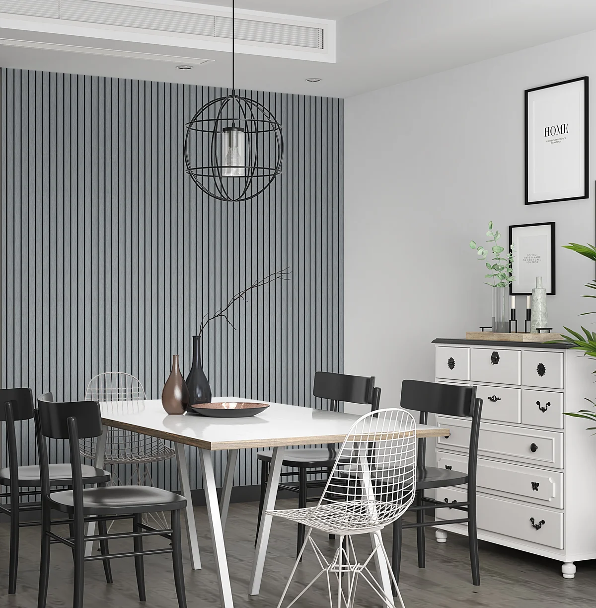 Zurich Interior Decorative Charcoal Louvers Panel/Planks 8 Feet * 5 Inch - LS 6205