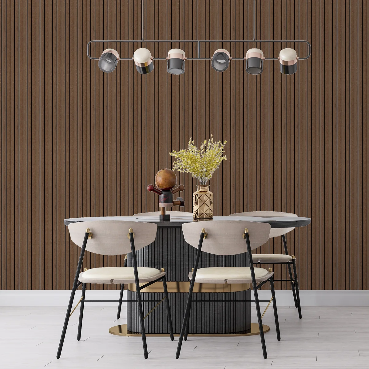 Zurich Interior Decorative Charcoal Louvers Panel/Planks 8 Feet * 5 Inch - LS 6251